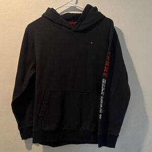 Boy’s Tommy Hilfiger Black Hoodie with Red Sleeve Detail